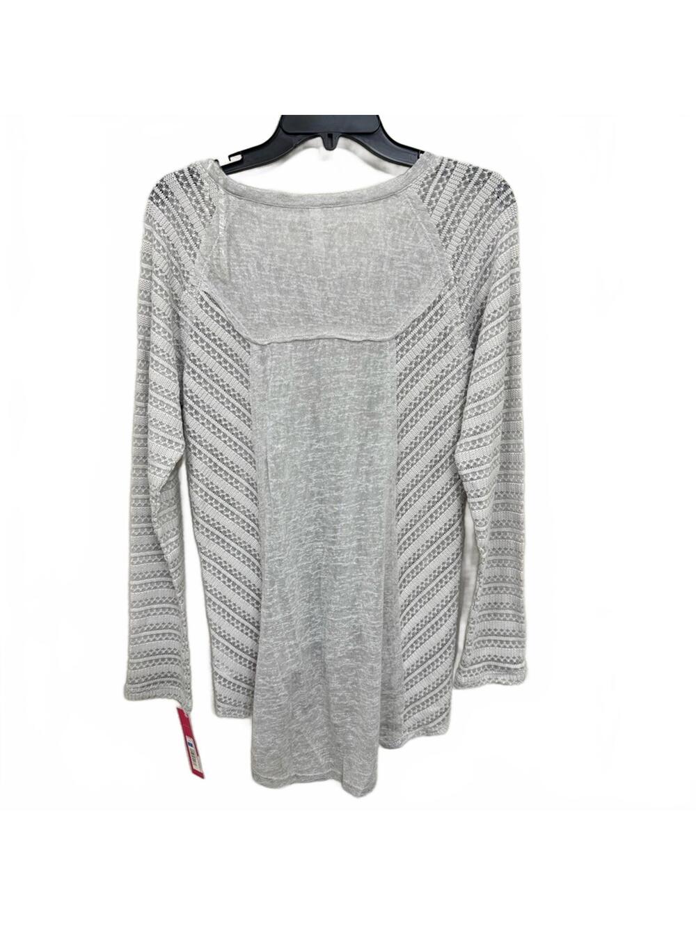 NWT Xhilaration Gray Sheer Lace Boho Flowy Top Large - Picture 2 of 6